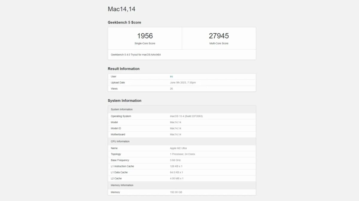 Apple M2 Ultra впечатляет: Mac Studio (2023) доминирует в тесте производительности Geekbench, опережая конкурентов 4