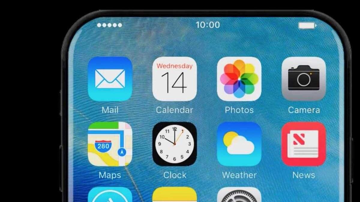 Концепт-рендер экрана iPhone 8 с безрамочным OLED-дисплеем и интерфейсом Apple