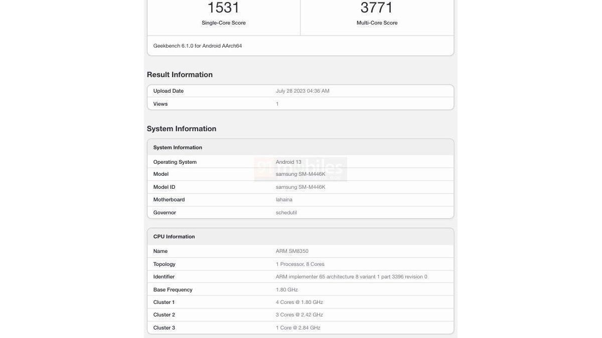 Samsung Galaxy M44 появился на Geekbench 3 Samsung
