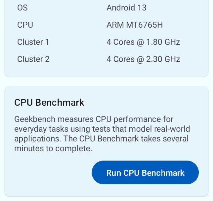 экран с результатами бенчмарка процессора TECNO TECNO KI5q на Android 13