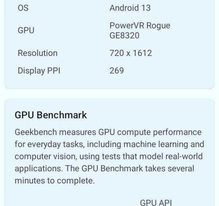 Экран с результатами теста GPU Benchmarks на TECNO TECNO KI5q