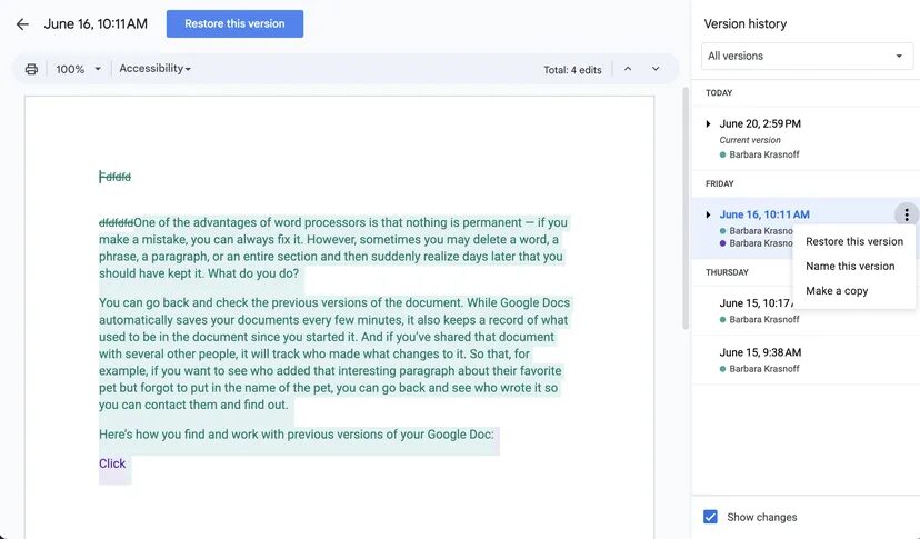 Google Docs: как проверить историю версий 5 Google