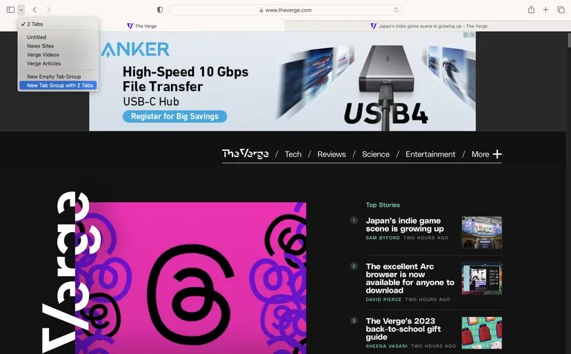 Safari: как использовать группы вкладок 6 Safari