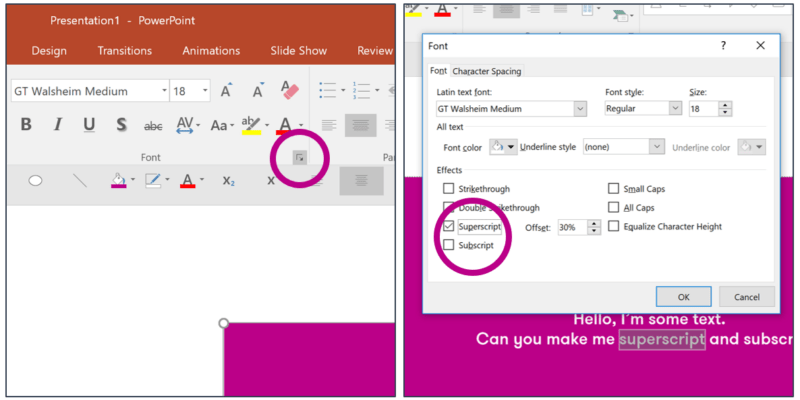 Как добавить надстрочные и подстрочные знаки в PowerPoint