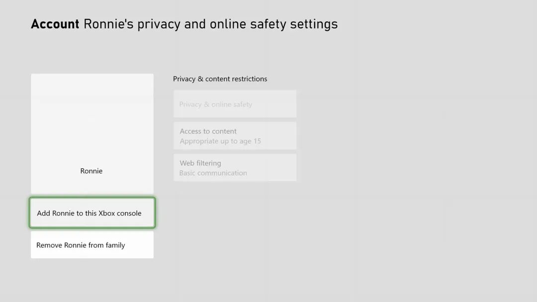 Xbox Series X/S: как настроить родительский контроль 10 02 add