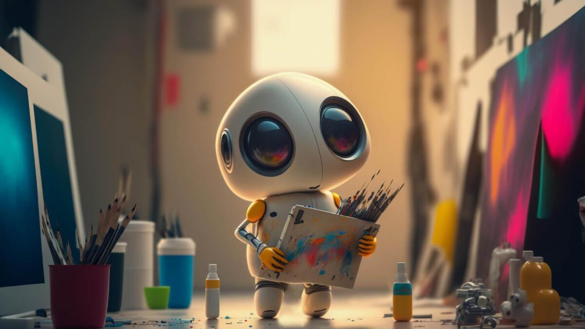 ai image generating robot stable diffusion or midjourney concept generative ai 1