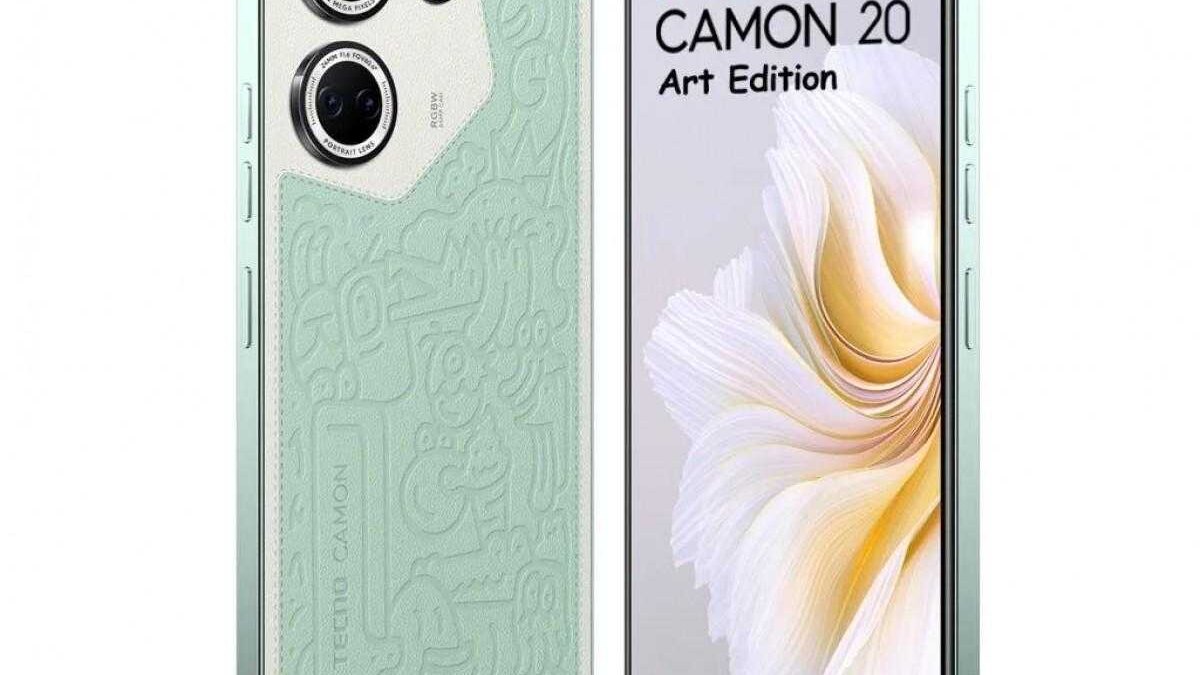 Смартфон Tecno Camon 20 Art Edition с задними камерами и экраном спереди