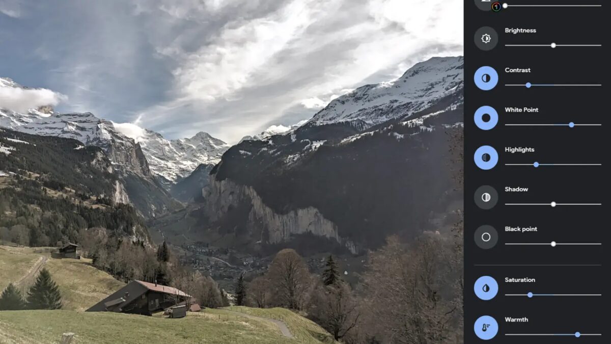 Интерфейс редактирования фотографий в Google Фото в веб-версии вид экрана