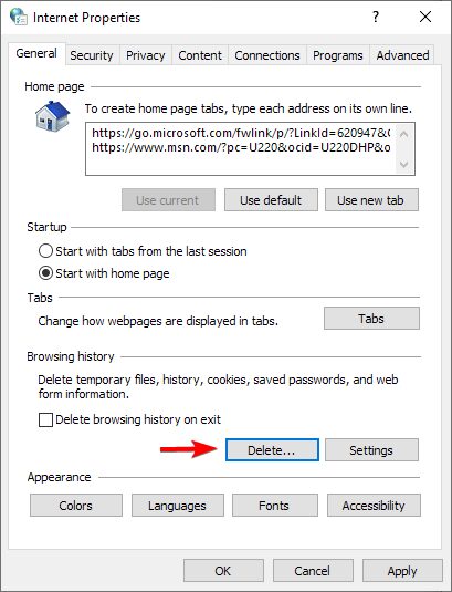 Windows 10: 6 способов очистить кэш и файлы cookie 34 browsing histroy delete button