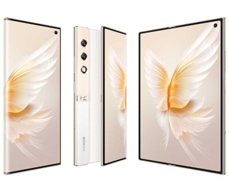 Вид спереди и сбоку смартфона Honor V Pузырь с экраном