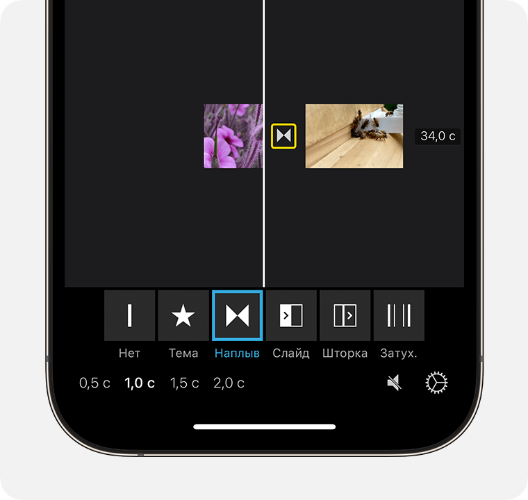 Как объединить видео на iPhone (ios 16 iphone 14 pro imovie transition cropped)