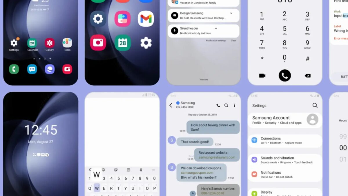 Экраны Samsung Galaxy с настройками темы и интерфейса