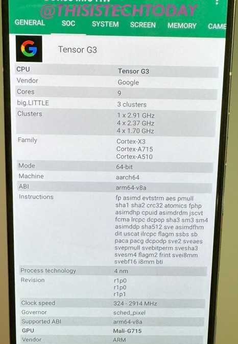 Новая утечка Pixel 8 Pro раскрыла подробности о чипе Tensor G3 9 gsmarena 001 73