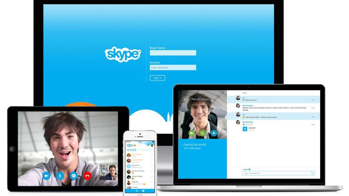 Экран компьютера и устройств с интерфейсом Skype