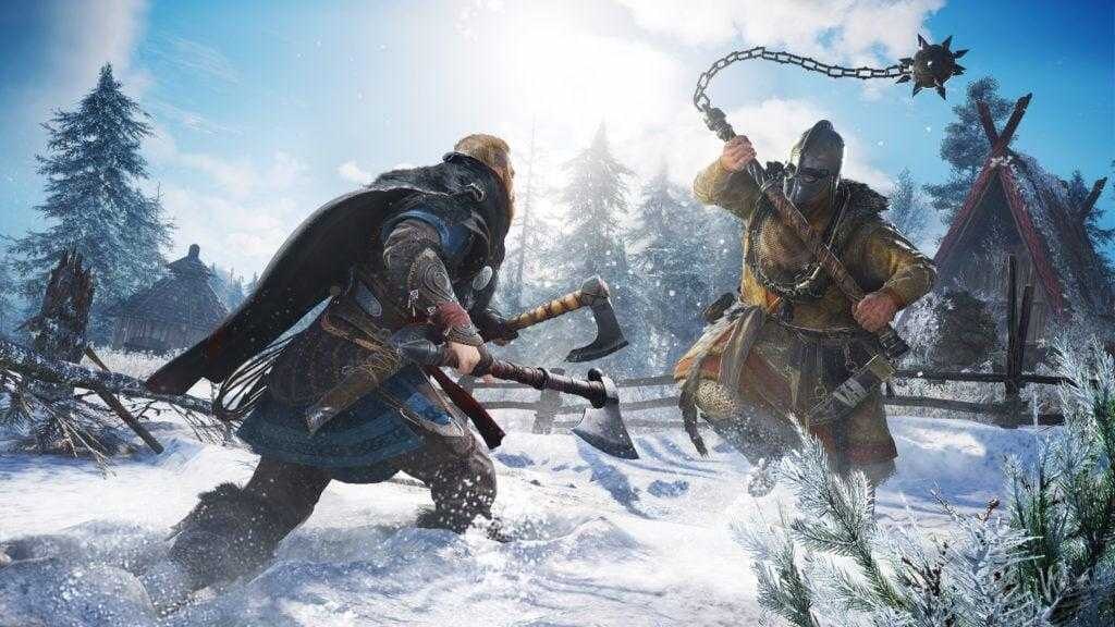 Assassin's Creed Valhalla: Eivor в бою, экран анонса House-Carl Combat от Ubisoft