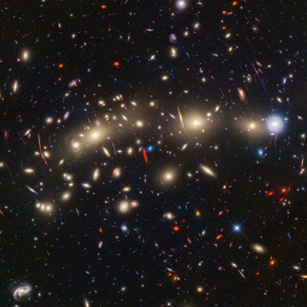 Ученые-астрономы показали скопление галактик «Рождественская елка» (stsci 01hdhawjaek9n6edk1ysptsze4)