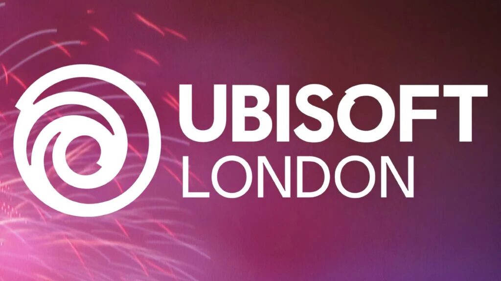 Логотип Ubisoft Лондон на фоне фейерверка и темного неба