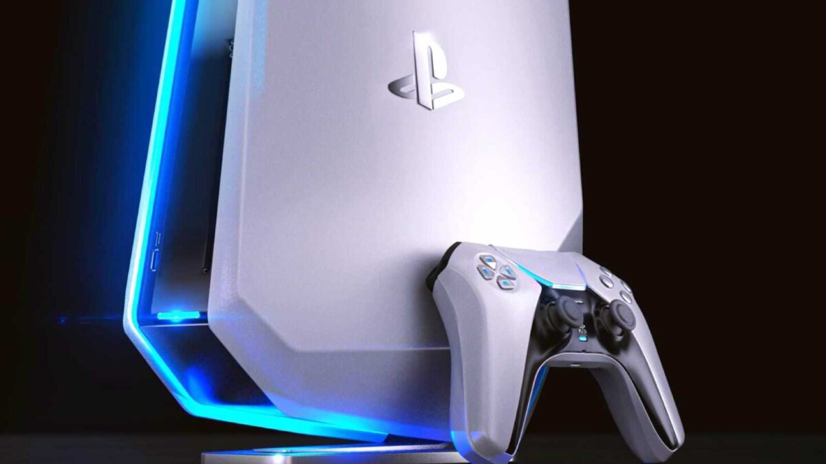 Игровая консоль PlayStation 5 Pro с контроллером на черном фоне