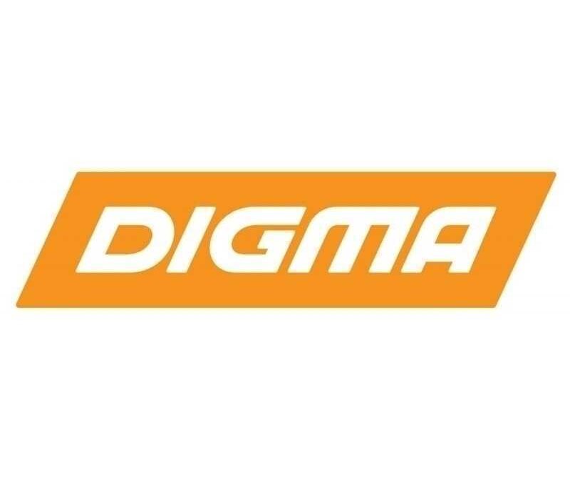 Логотип Digma для российского мини-ПК Mini Office на белом и оранжевом фоне