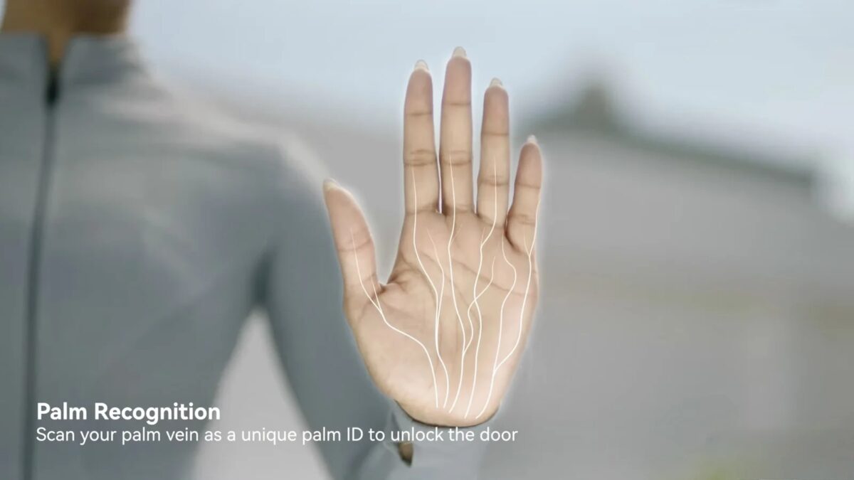 Рука человека с выделенными венами для распознавания в замке Philips