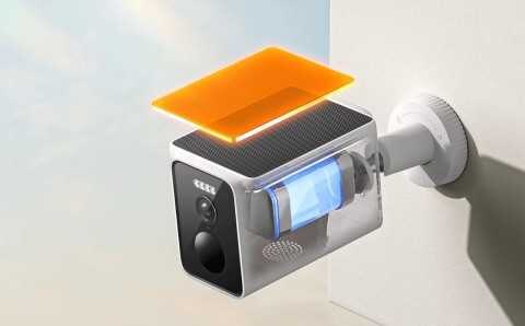 Умная камера видеонаблюдения Xiaomi Solar Outdoor Camera BW400 Pro с солнечной панелью с видом сбоку и функциями ночного освещения