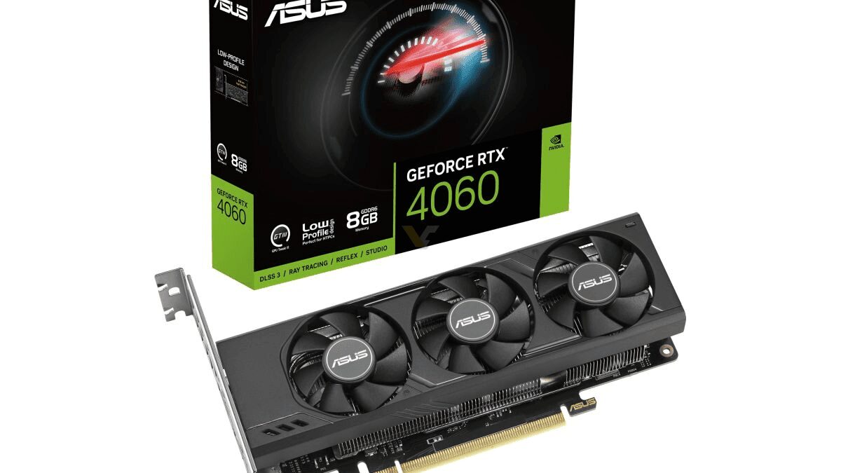 Видеокарта ASUS GeForce RTX 4060 с тремя вентиляторами