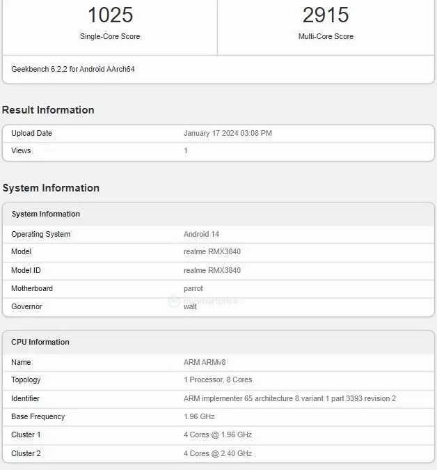realme 12 pro plus geekbench
