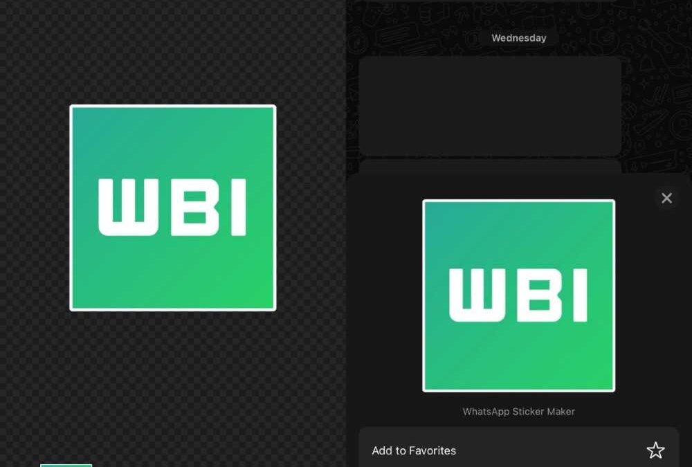 Логотип WBI в виде зеленого квадрата с белыми буквами на смартфоне