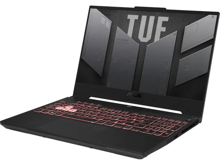 ноутбук ASUS с подсветкой клавиатуры и дисплеем в открытом положении