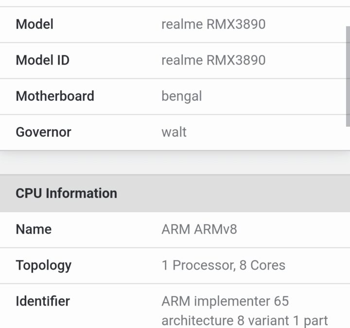 Результаты бенчмарка realme RMX3890 на Android 13