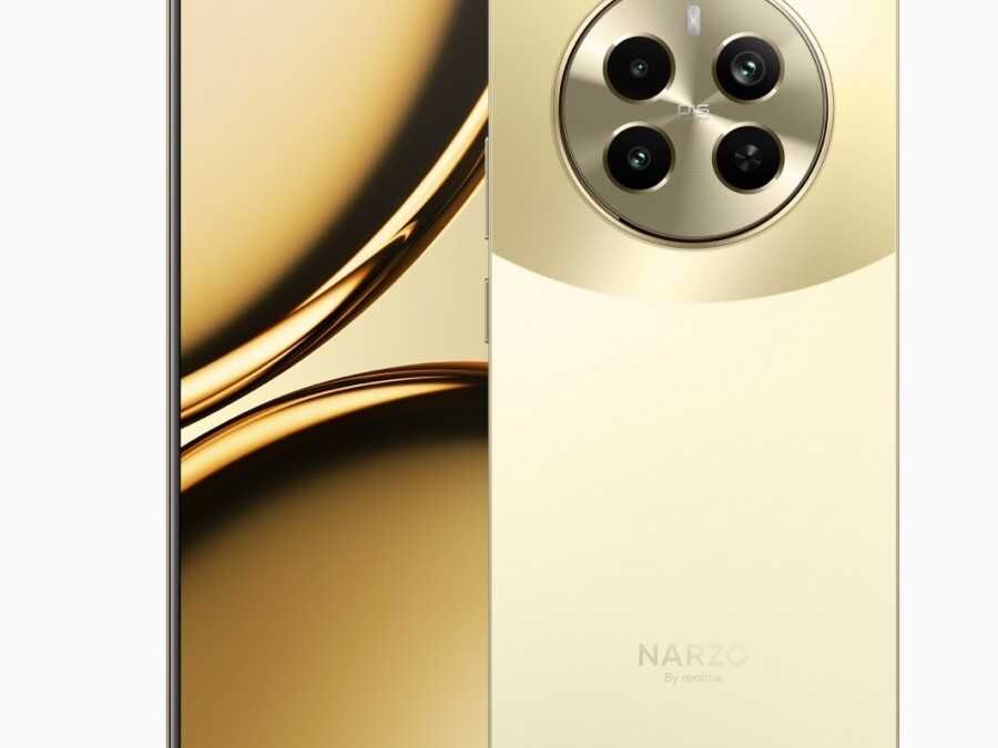 Смартфон realme Narzo 70 Pro 5G с тройной камерой в золотистом цвете