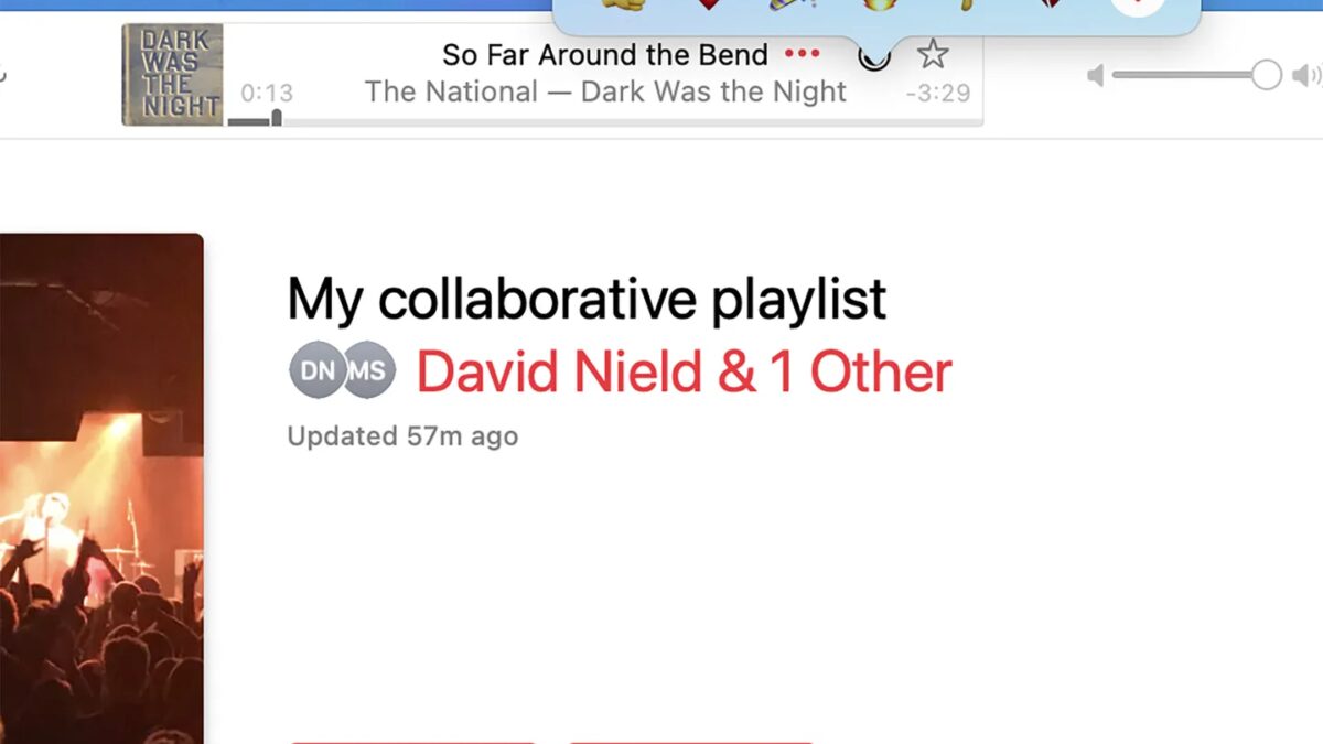 Скриншот интерфейса Apple Music с разделом совместных плейлистов