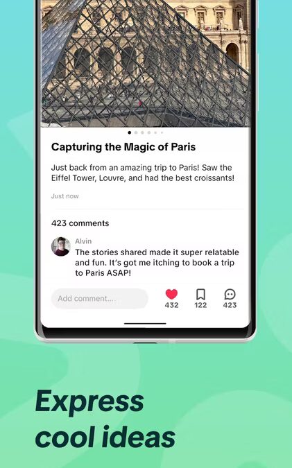 Экран смартфона с приложением TikTok Notes и комментариями