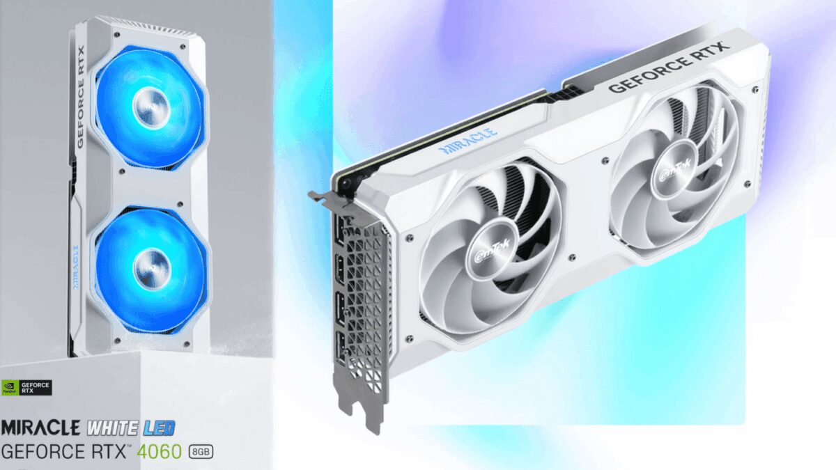 Представлен графический ускоритель Emtek GeForce RTX 4060 Miracle 5 Видеокарта Emtek GeForce RTX 4060 Miracle с боковыми вентиляторами и разъёмами слева
