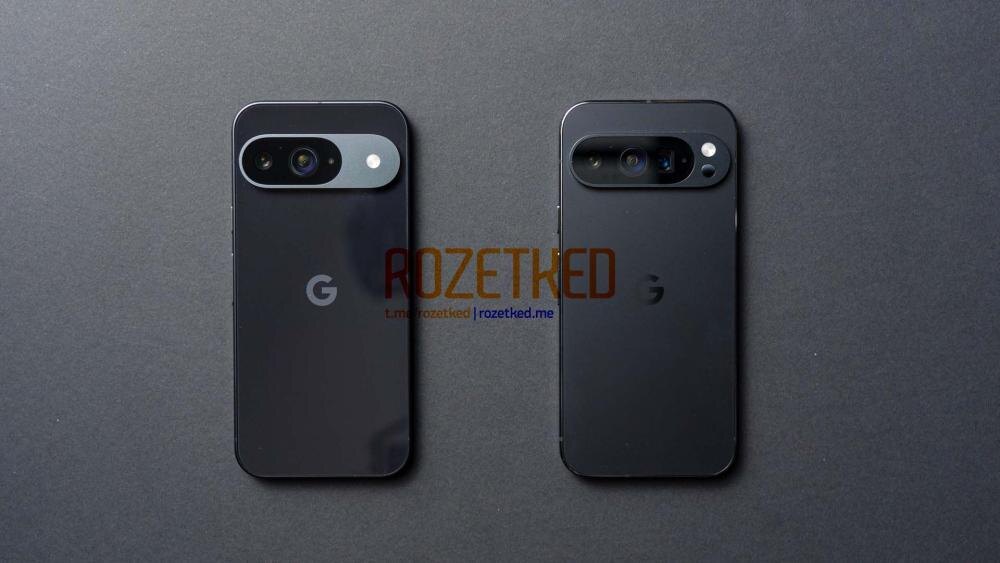Два смартфона Google Pixel 9 с задней панелью