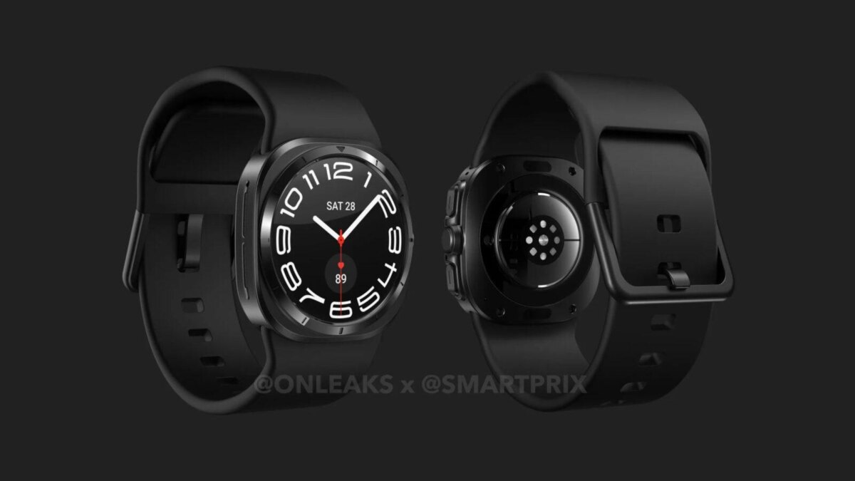 Черные круглые смарт-часы Galaxy Watch7 Ultra с ремешком с двух сторон