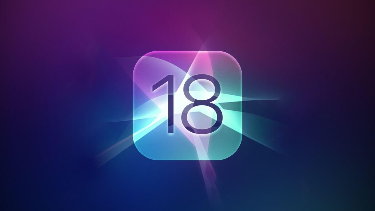 Иконка iOS 18 с яркими световыми эффектами
