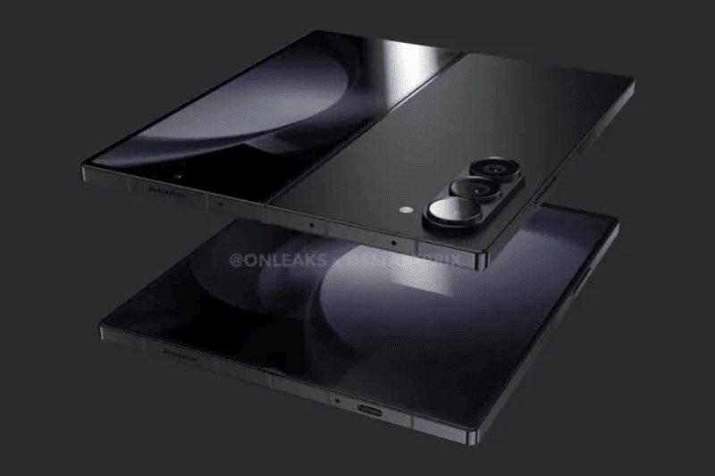 Раскладывающийся смартфон Samsung Galaxy Z Fold 6 Ultra с двумя дисплеями и тремя камерами вид сбоку