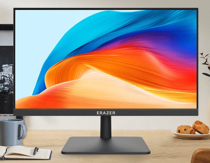 Монитор Lenovo U2410HA-S на столе с чашками и блокнотами