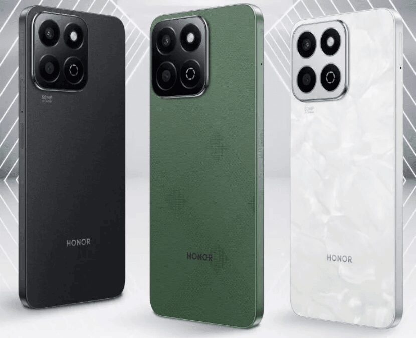 Три смартфона Honor X60 Plus с камерами и текстурой на спинке