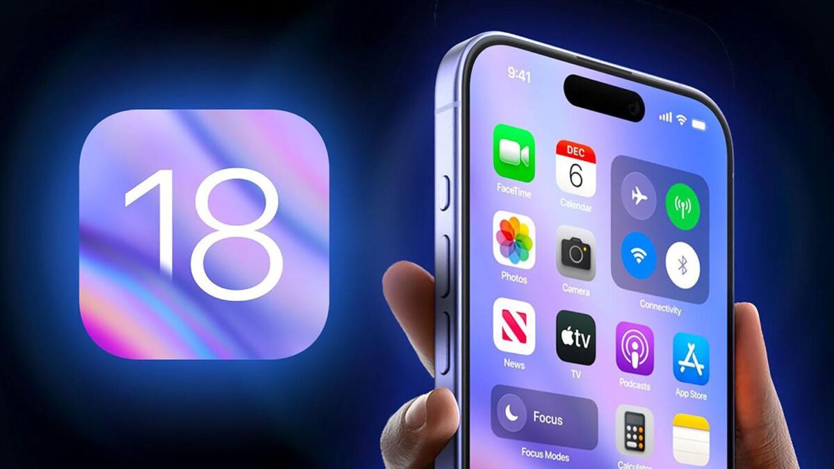 Экран iPhone с иконками приложений и интерфейсом управления