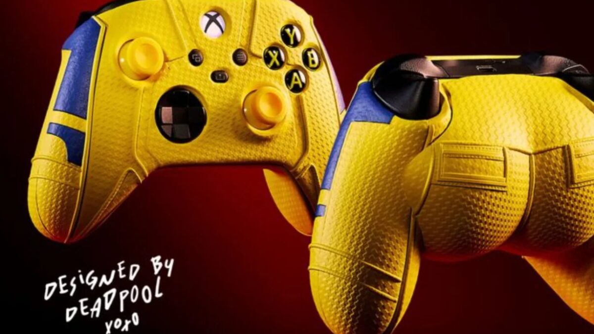 Джойстик для Xbox с яркой желтой и синей схемой
