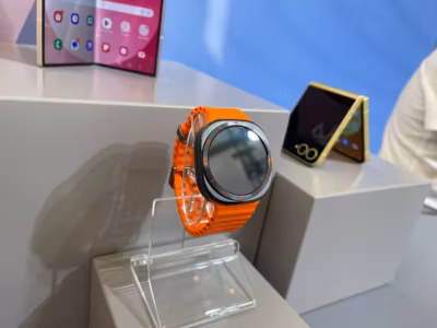 умные часы Galaxy Watch 7 с оранжевым ремешком