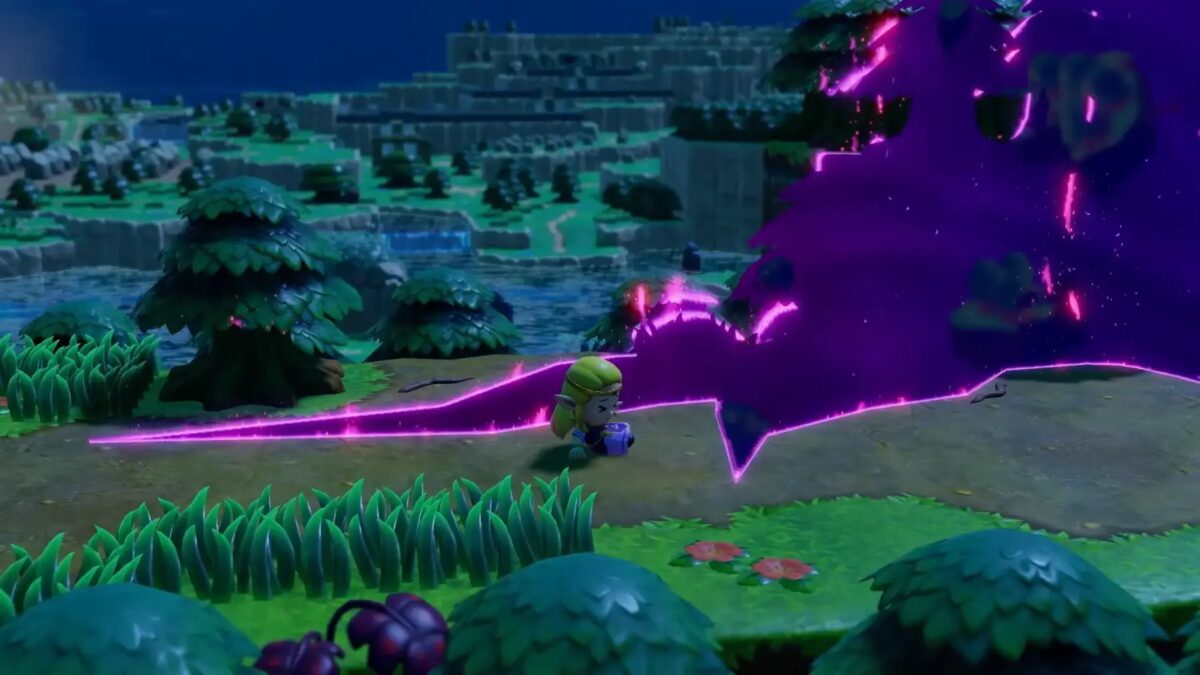 Игровая сцена из Legend of Zelda: Echoes of Wisdom с изображением персонажа и магического взрыва