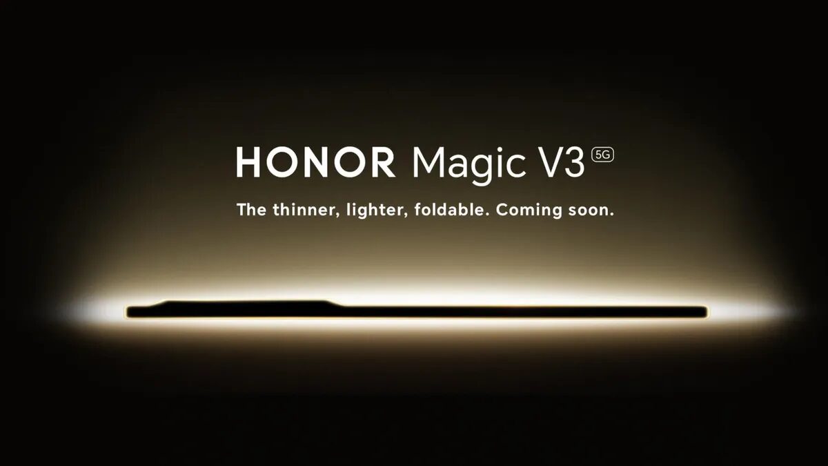 Изображение анонса нового смартфона HONOR Magic V3 в развернутом виде