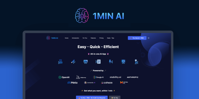 1minAI объединил ChatGPT-4, Gemini, MistralAI и другие модели ИИ в одном инструменте (1minai 1)