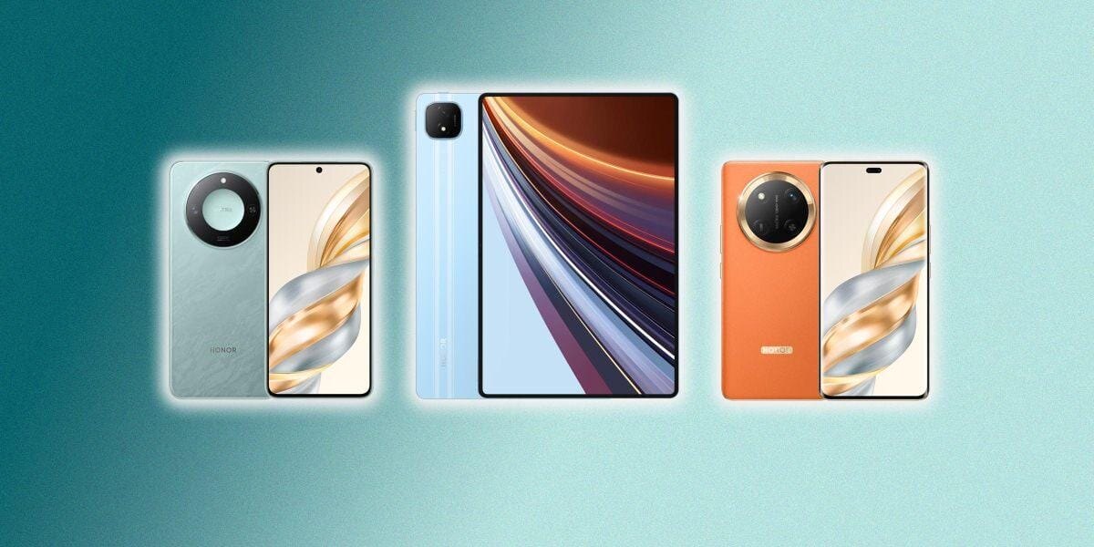 Три смартфона Honor X60 с разными цветами и камерами