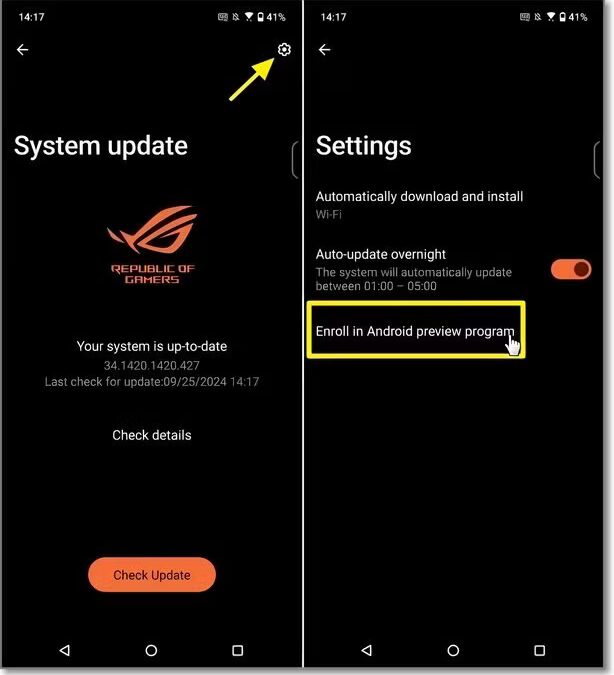 asus rog phone 8 android 15 preview 2