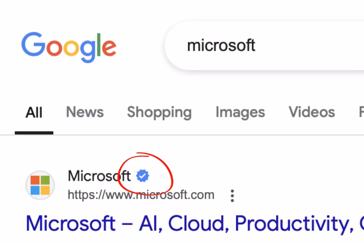 Google тестирует галочки в поиске для подтверждения подлинности 2 google search verified blue checkmark hed.jpg