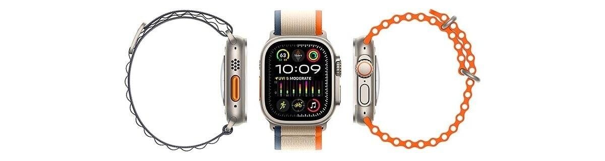 Логотип Apple на синем фоне с графическим эффектом